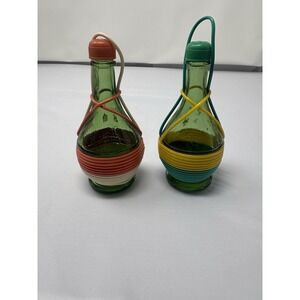 Vintage Chianti Bottles Salt and Pepper Shakers Made in Italy Orange Yellow MCM